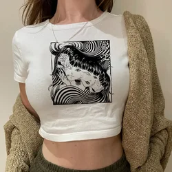 Junji Ito Aesthetic Streetwear Coquette Summer Crop Top Corset Tee - XS (62330)