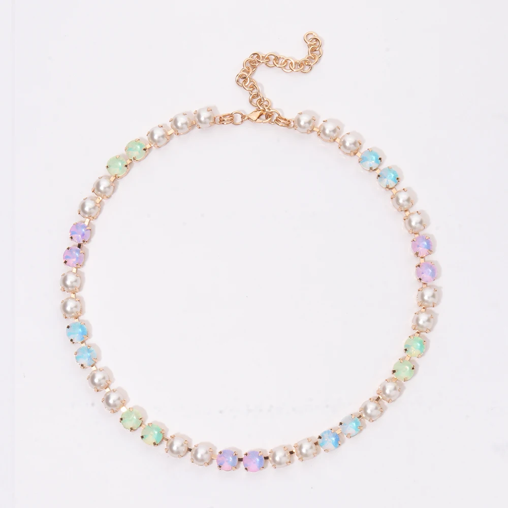 BEUTIFOR Strassperlen, bunte Kristall-Halskette für Damen, handgefertigt, Krallenfassung, Zirkonia-Halsband, Zubehör – Detail 27