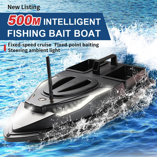 V700 Intelligent RC Bait Boat 500m One Key Return Remote Control Fish Finder Device with Turn Signal Black 2