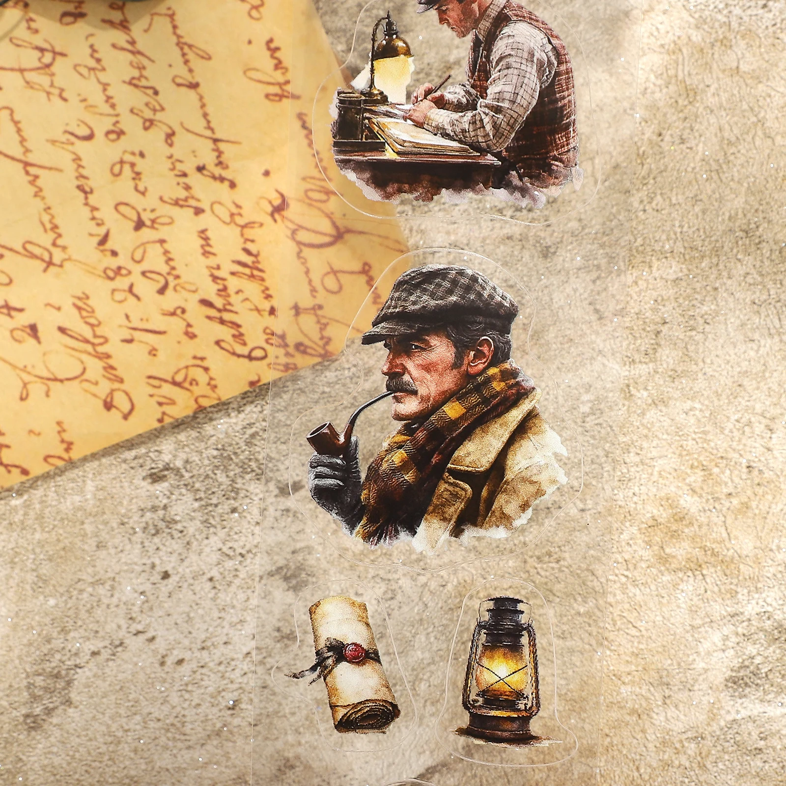 60mm*200cm 빈티지 탐정 캐릭터 풍경 PET 테이프 창의적인 DIY 저널 재료 콜라주 스크랩북킹 문구류