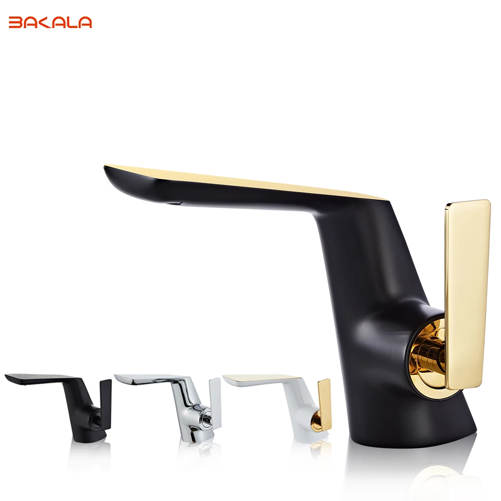 Bakala Matte Black Brass Body Basin Faucet Bathroom Hot And Cold Single Handle Faucet Basin Sink Crane Bathroom Tap Bakala Matte Black Brass Body Basin Faucet Bathroom Hot And Cold Single Handle Faucet Basin Sink Crane Bathroom Tap