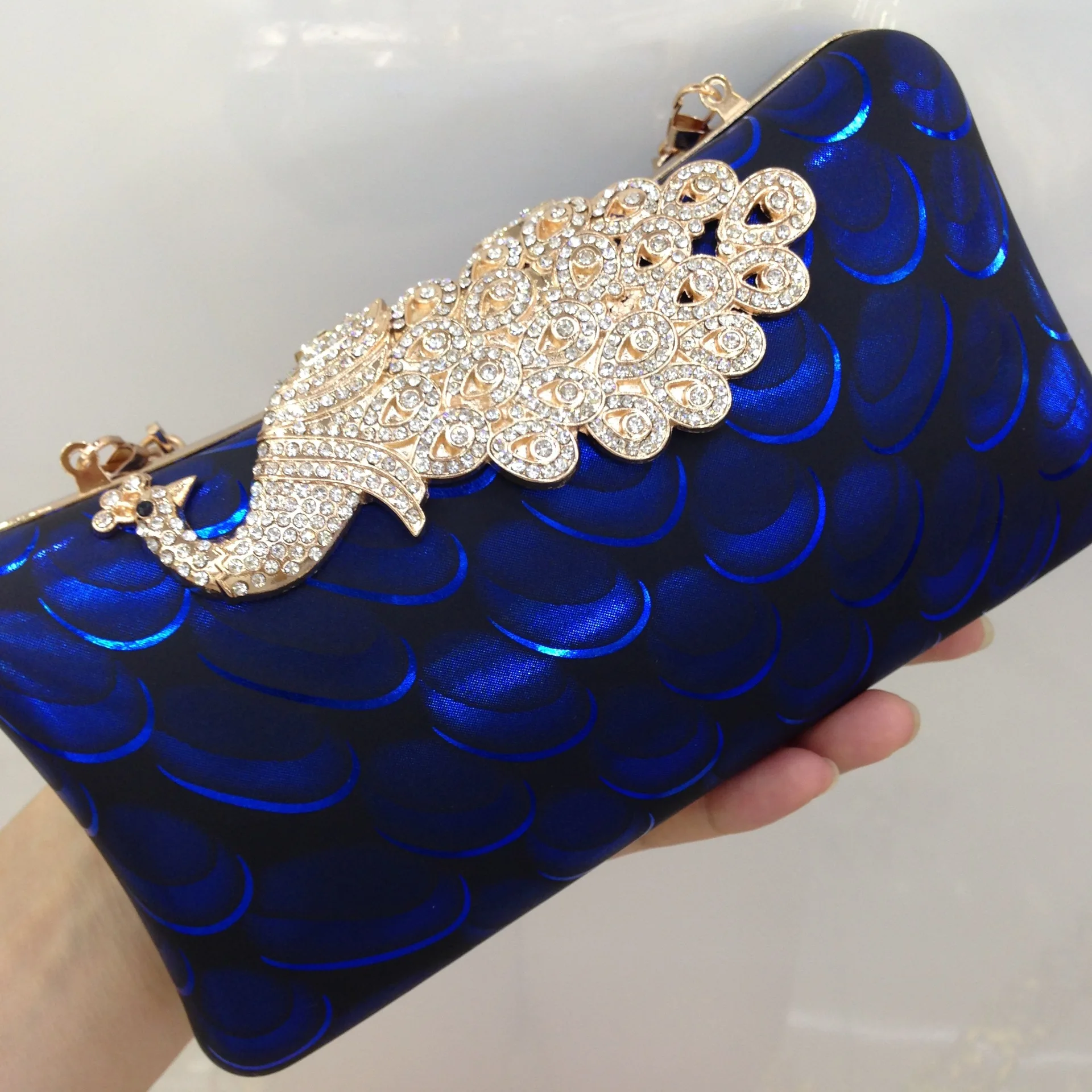 

Evening Cosmetic Woman Bag Clutche Mermaid Y2k New Diamond Inlaid Peacock Leather Dinner Party Banquet Fashion Wedding Purses