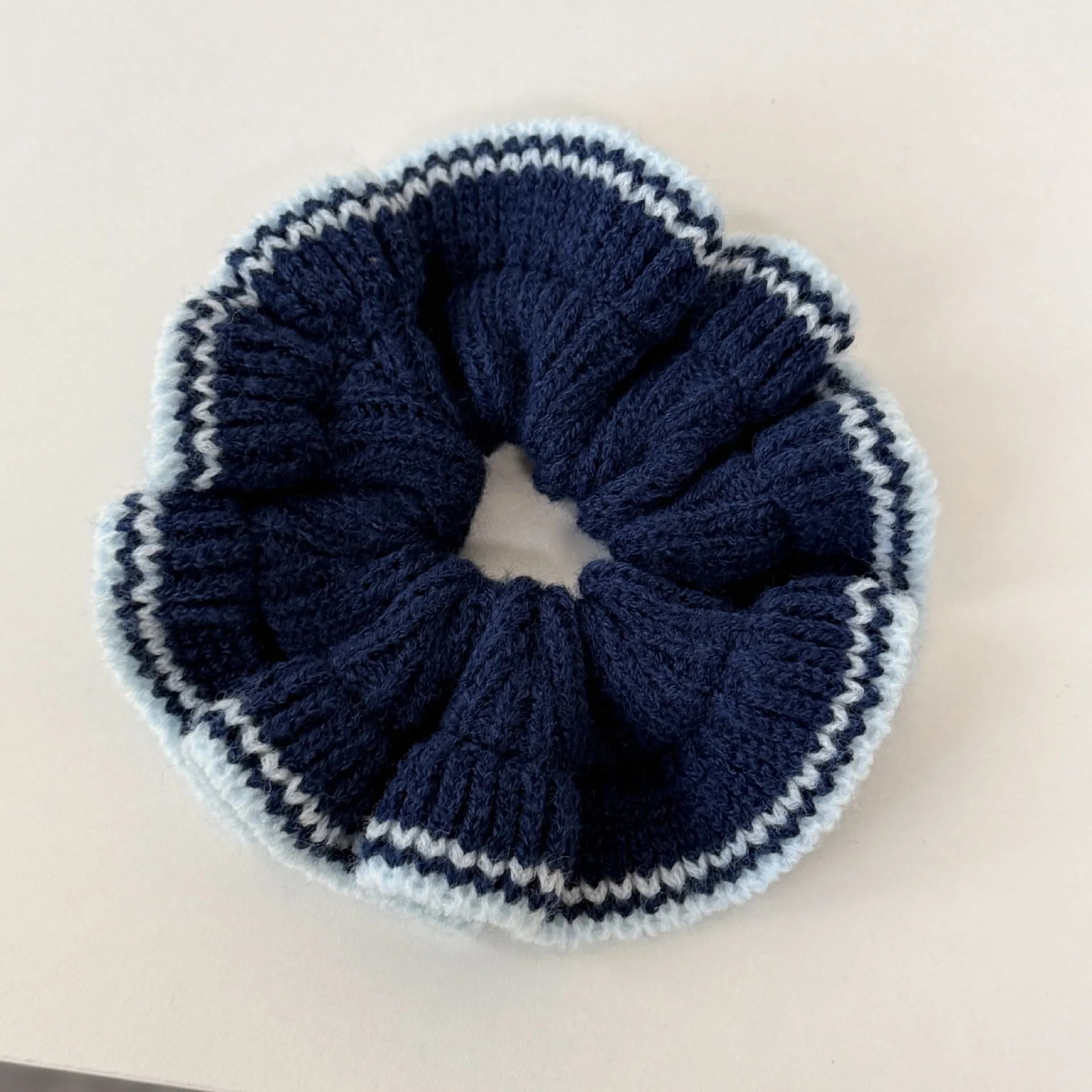 1Pc Vintage Farbe-block Gestrickte Haar Krawatten Für Frauen Mädchen Herbst & Winter Große Haar Blumen Häkeln garn Scrunchies Zubehör – Detail 11