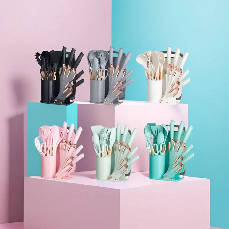 Food Grade Silicone Kitchen Utensil Set Baking Tools Non-Stick High Temperature Resistant Spoon Skillet Ladle Spatula Food Grade Silicone Kitchen Utensil Set Baking Tools Non-Stick High Temperature Resistant Spoon Skillet Ladle Spatula