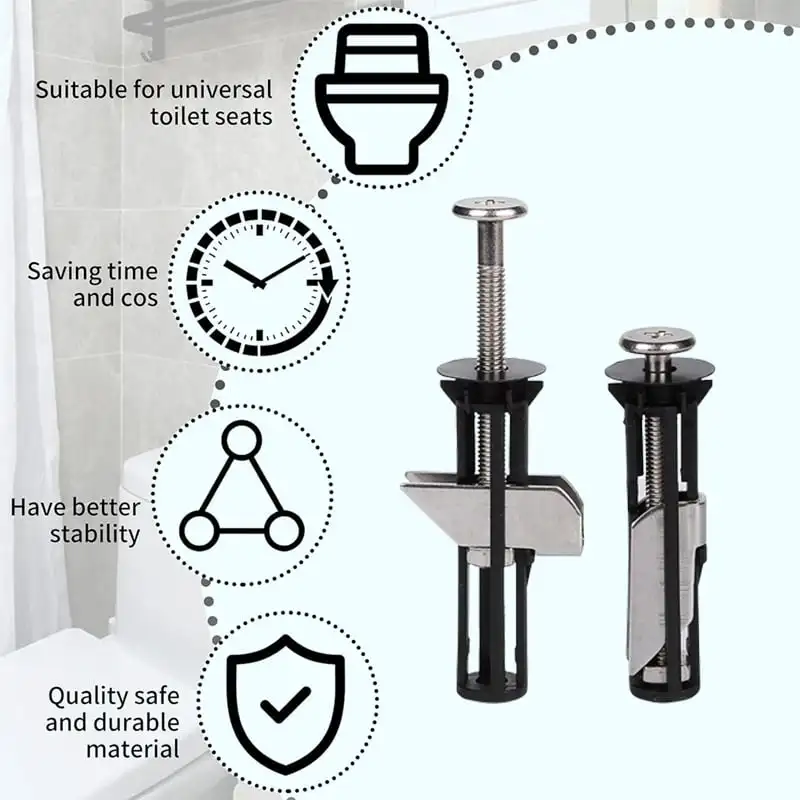 Toilet Seat Accessories Toilet Hinge Replacement Toilet Tank Fixing Kit Heavy Duty Toilet Seat Fastener Bolt kit Stainless Steel Water Tank Toilet Bolt Hinge Screw Retractable Cover Kits