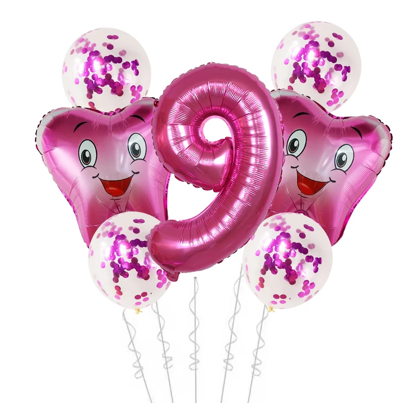 7 stücke Große Zahn Folie Luft Ballons Kinder Schöne Aufblasbare Rosa Blau Globos Alles Gute Zum Geburtstag Party Dekorationen Baby Dusche Junge mädchen – Detail 9