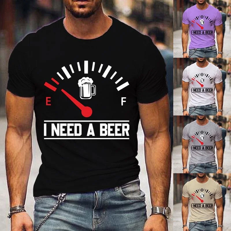 Cool I Need A Beer Print T-shirts For Men Women Summer Lovely Short Sleeve Casual T-shirts Funny Men T-shirts Round Neck Tops