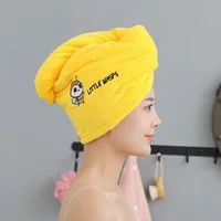 Cute Animal Embroidery Absorbent Shower Cap Coral Fleece Hair Drying Cap Towel Women Thicken Quick-Dry Turban Bathroom 3