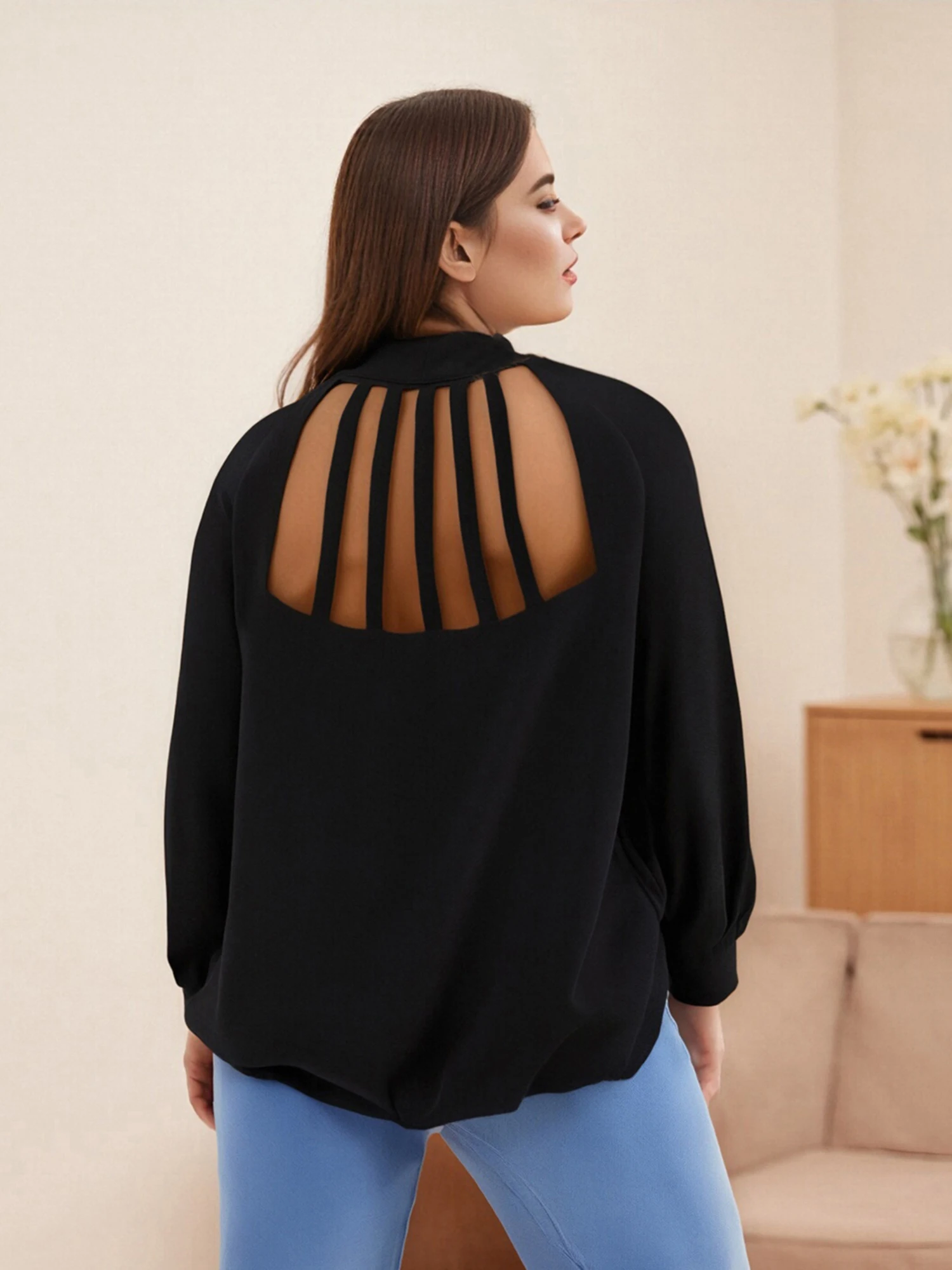 Women s Fashion Long Sleeve Tie-up Loose Solid Color T-shirt for Casual Daily Wear in Autumn Streetwear Style