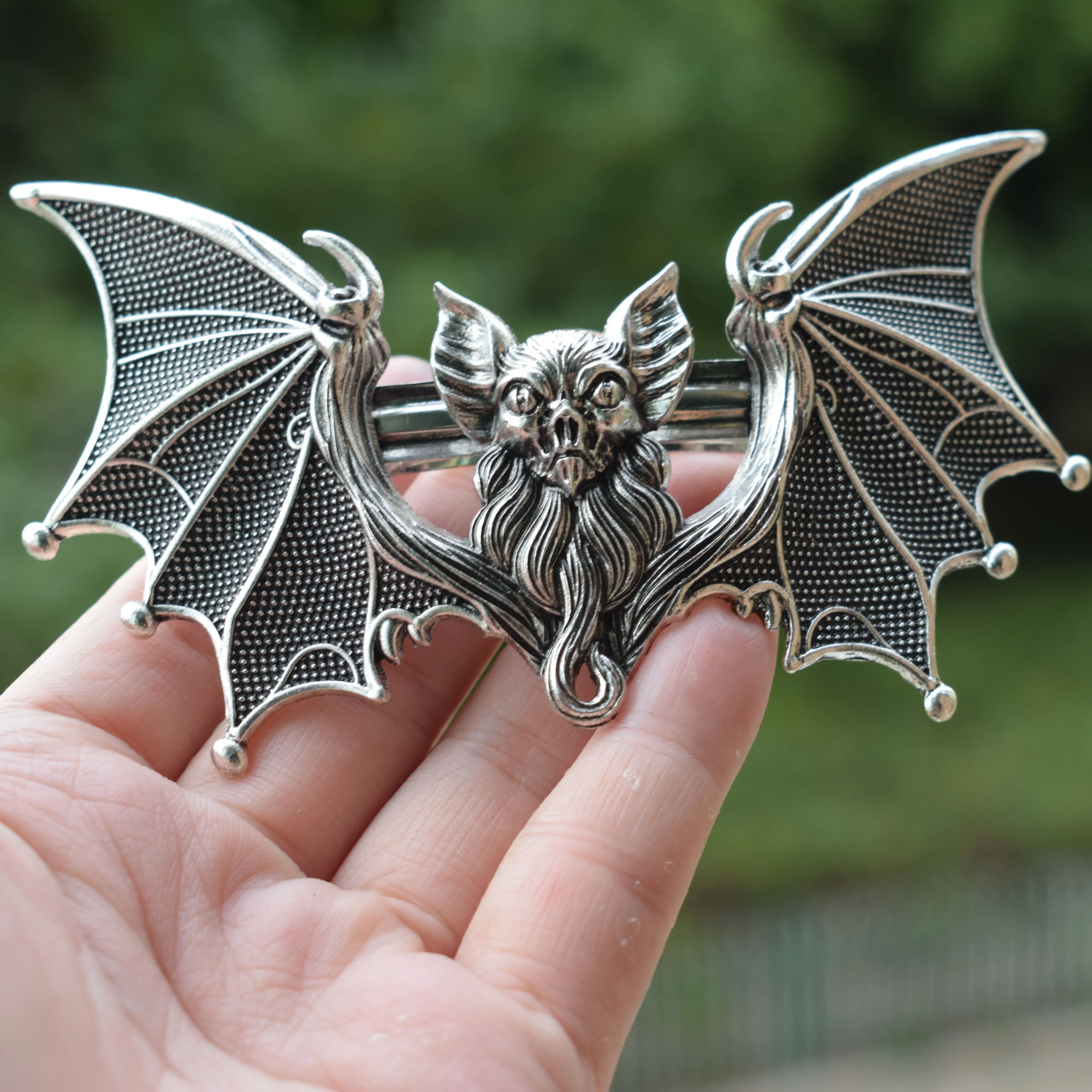 Gothic witchy Halloween big Bat wing Barrette hair accessory