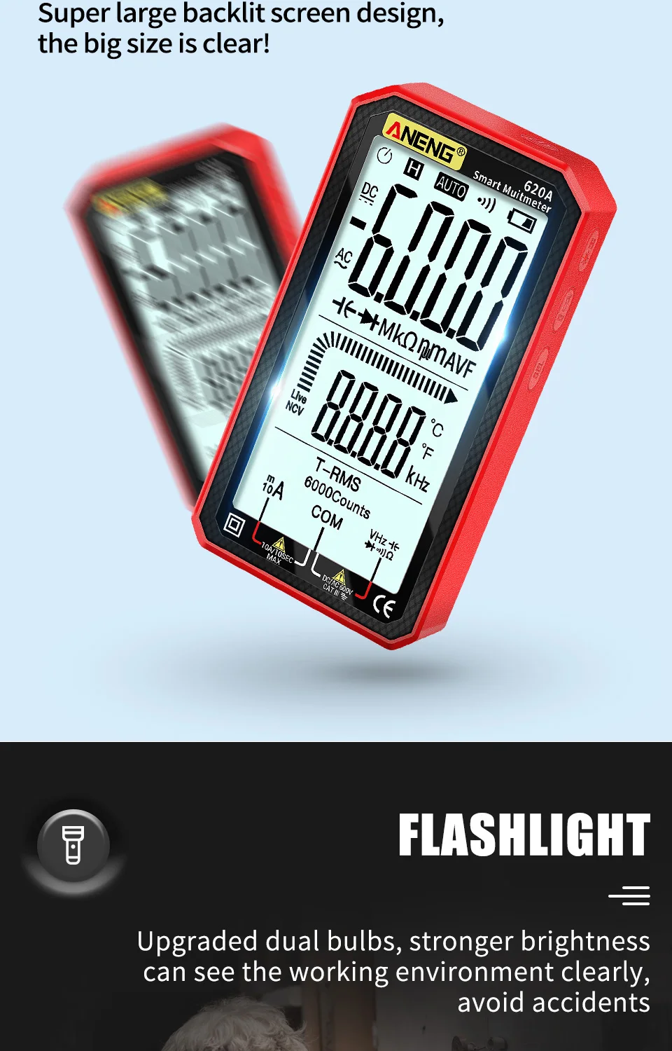 Страничен изглед на мултицет ANENG 620A