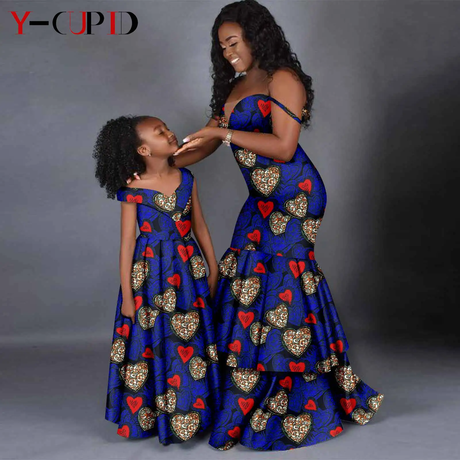 African Print Long Dresses for Women Girls Dashiki Mother Outfits