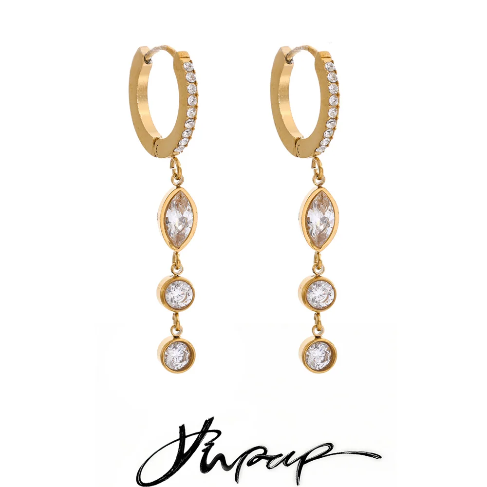 Yhpup Cubic Zirconia Chain Drop Dangle Earrings