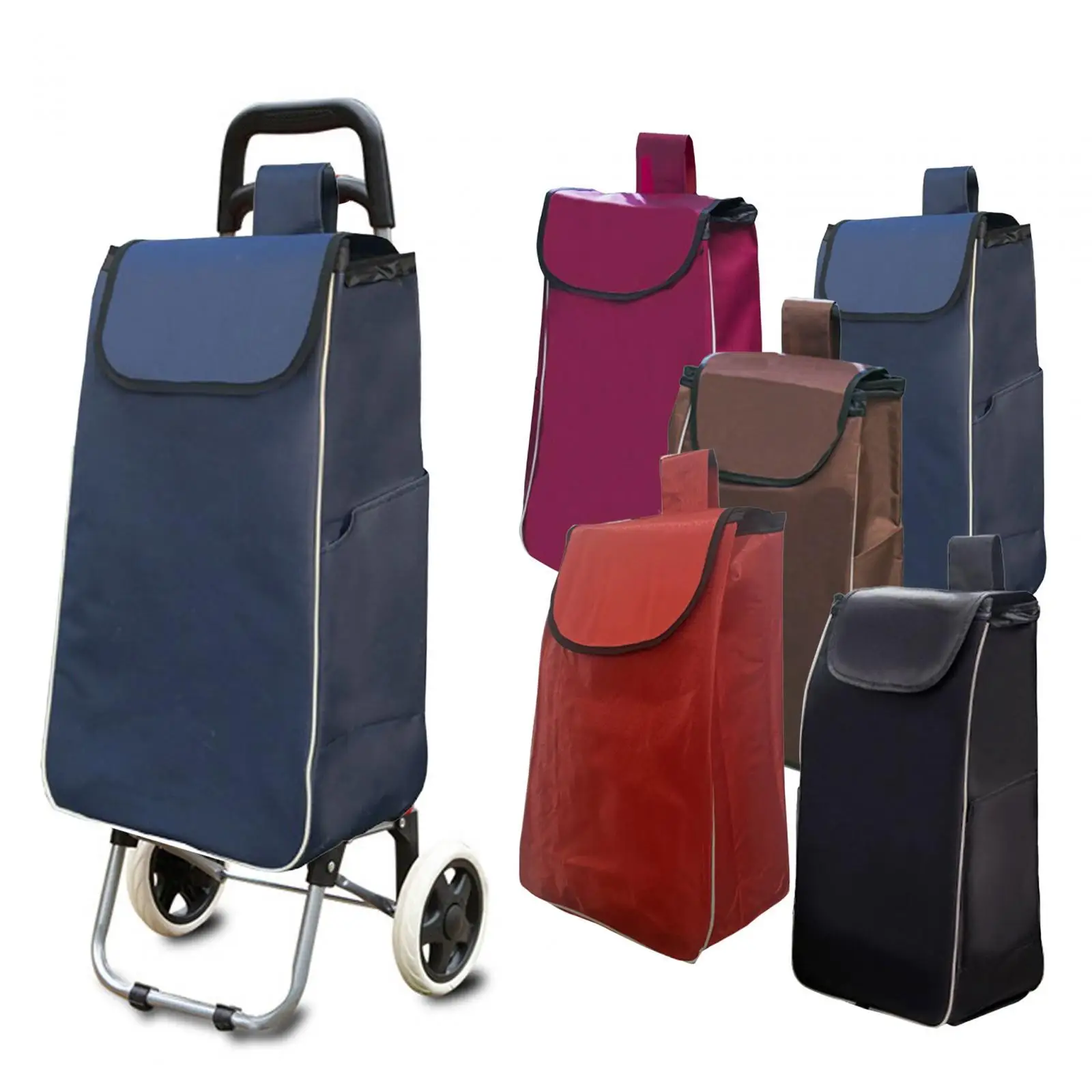 Shopping Cart Replacement Storage Bag Waterproof with Side Pockets and Rear Pocket Collapsible Daily Bag Trolley Accessory