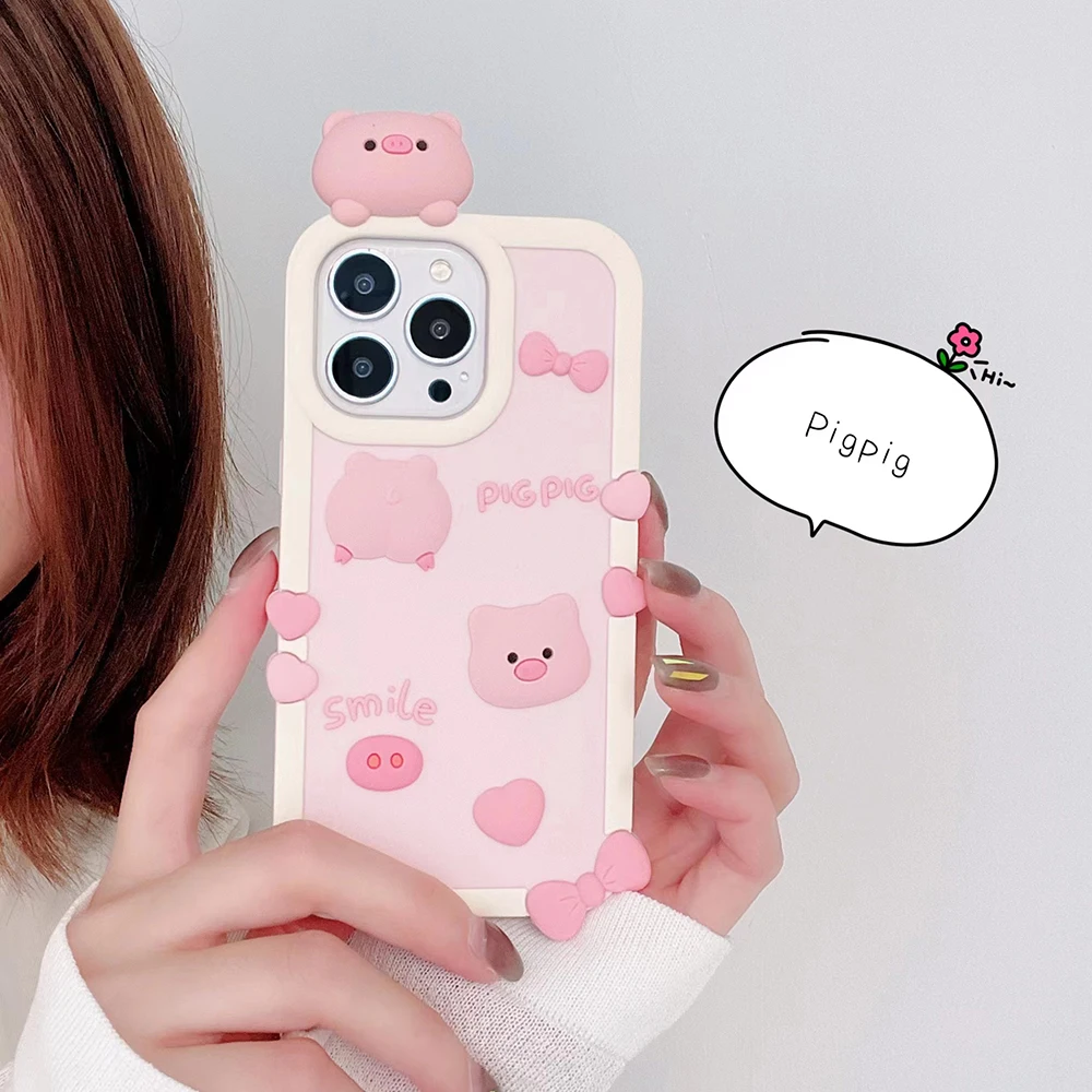 Cute Pink Piggy Soft Silicone Phone Case Cover