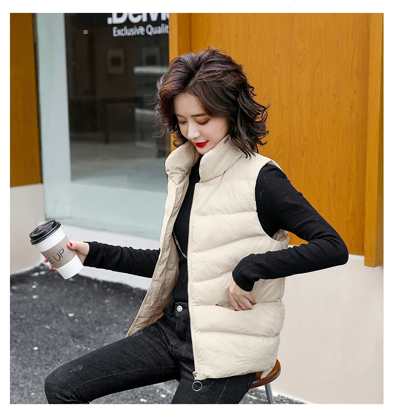 Collar down cotton vest women 2021 autumn winter new South Korea loose warm thickened fashion coat vest women maxi puffer coat womens