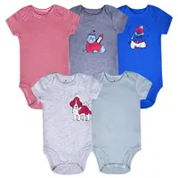 5 Pcs/Lot New Fashion Newborn Cartoon Short Sleeve Baby Boy Girl Bodysuits Soft 100%Cotton Infant Bebe Clothes 0-24M 2