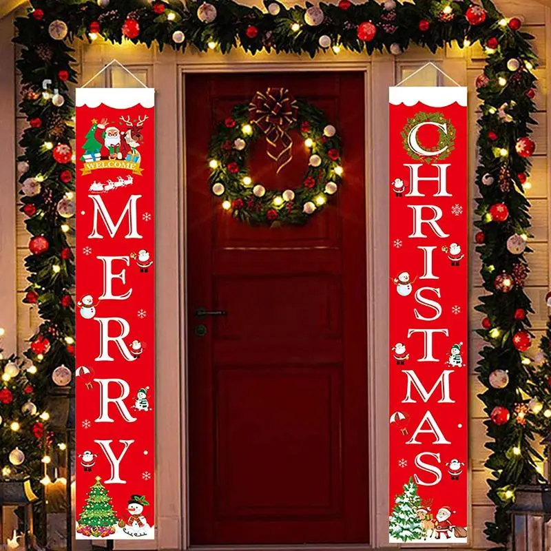 

Merry Christmas Banner Flag Background Decoration Poster Multipurpose Christmas Welcome Banner For Front Door Garden Event Stage