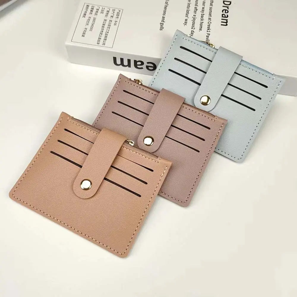 

PU Leather Coin Purse Wallet Stripe Multi-position ID Credit Card Holder Money Bag Korean Style Driver's License Case Outdoor