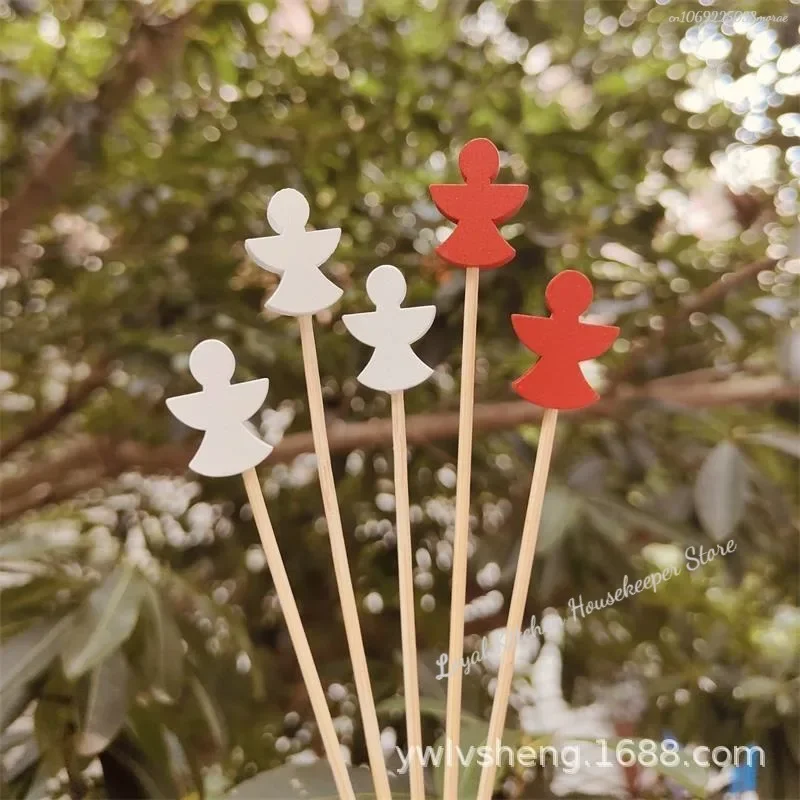 Food Toothpicks 50pcs Christmas Bamboo Skewer Cocktail Picks Cupcake Topper Disposable