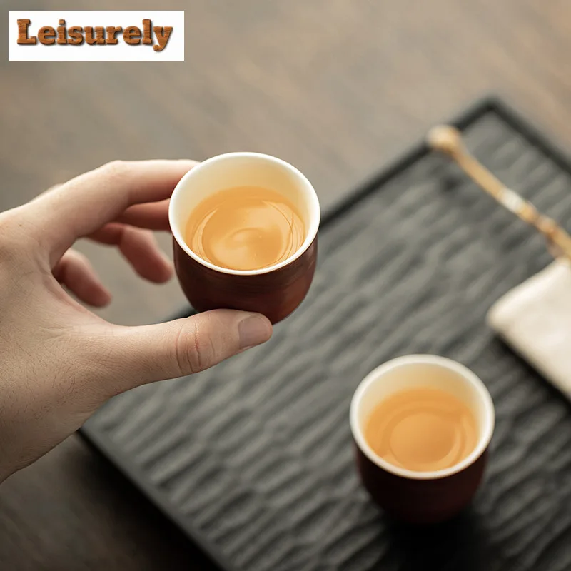 45ML Japanese Pink Yin Ceramic Tea Cup Handmade Brush Turquoise Small Single Master Cup Meditation Cup Tea Pair Kung Fu Teaset