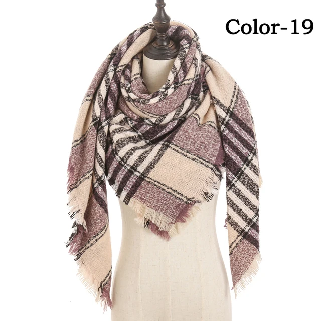 2021 new Cashmere Scarf For Women Plaid Knitted Triangle Pashmina Winter Warm Shawl Wraps Bufanda Female Soft Neck Echarpe UE-19