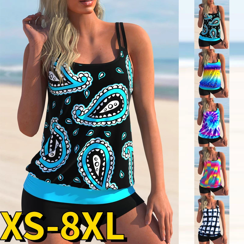Tankinis Femme Ensemble Tankini Dos Nu Avec Shorty Taille Haute