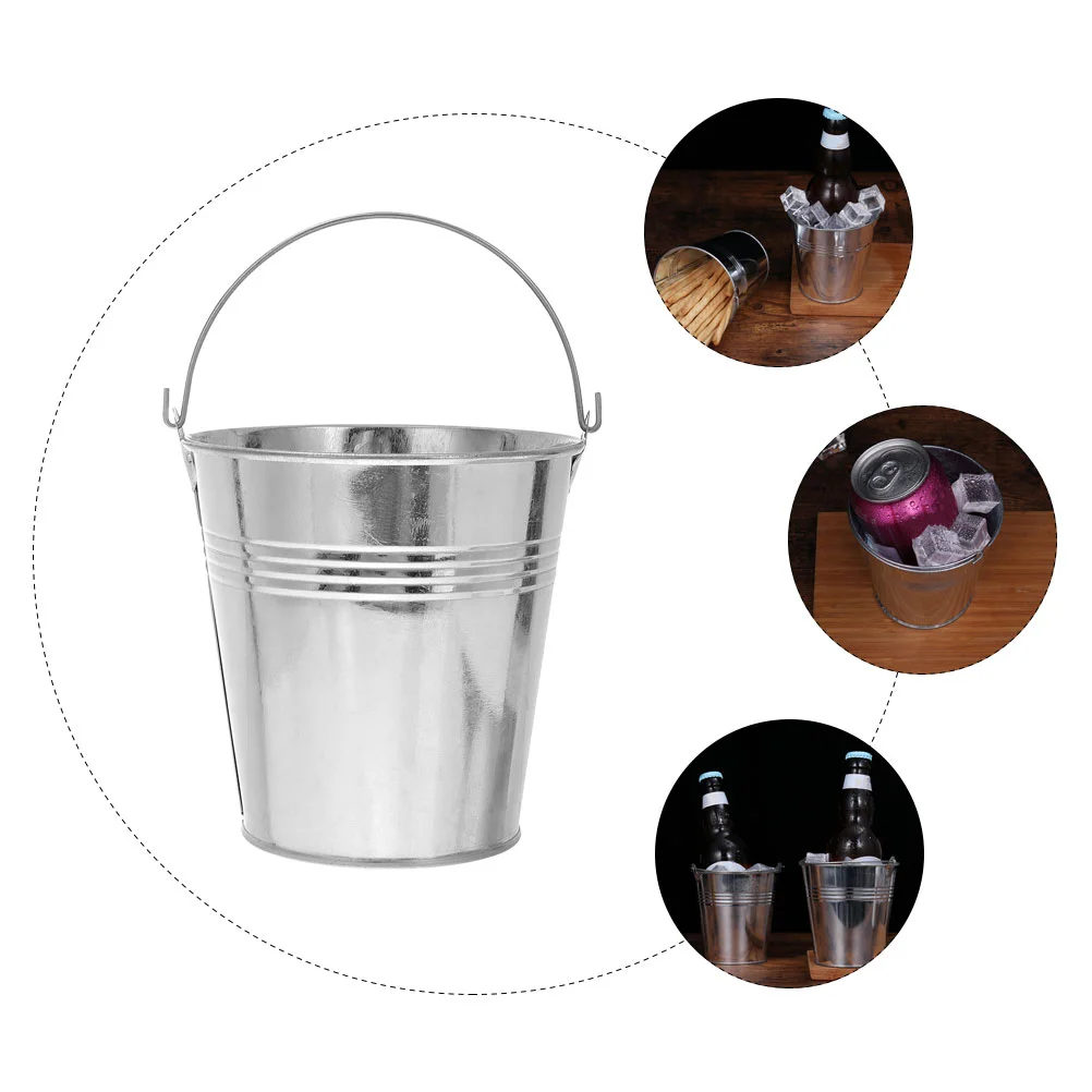Mini Metal Buckets Handles Small Galvanized Tin Pails Planter Pot Candy Bars Crafts Flower Vase Mini Toy French Fries Party