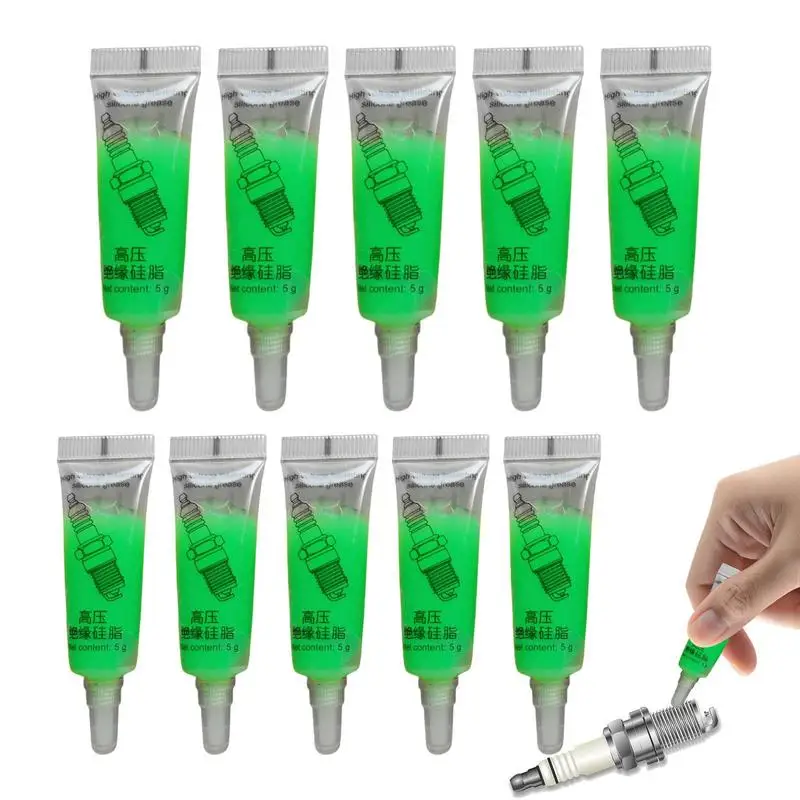 Portable High Voltage Silicon Grease 10Pcs Car Spark Plug Insulating