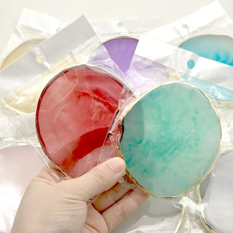 Round Resin Agate Stone Nail Art Palette for Manicure and Painting Display