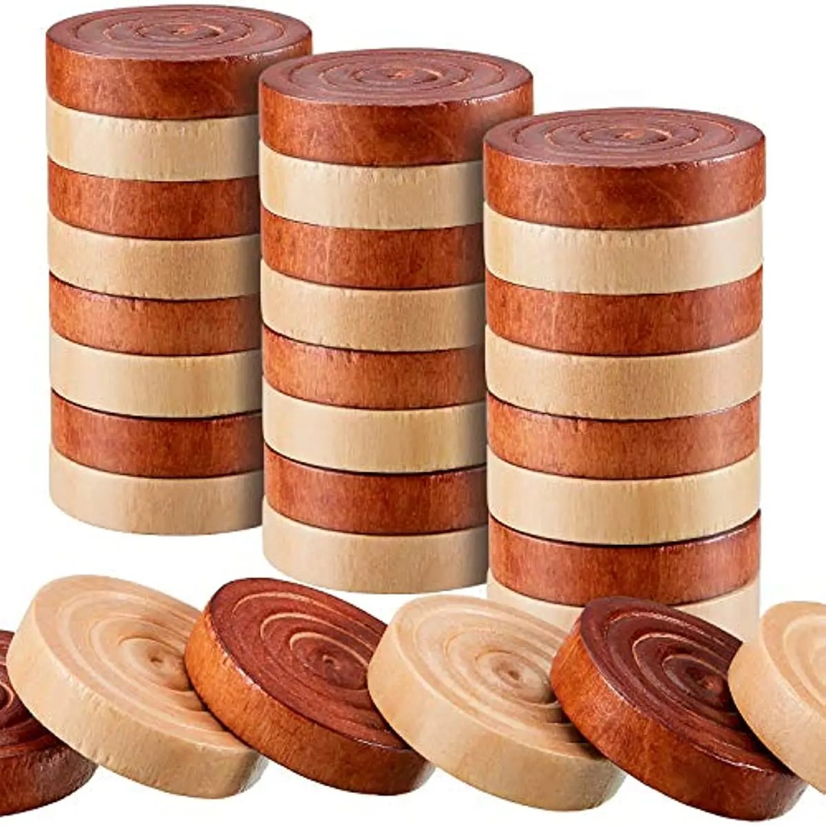 30Pcs/set Wooden Round Checkers Pieces Backgammon Chess Game Accessories chess pieces