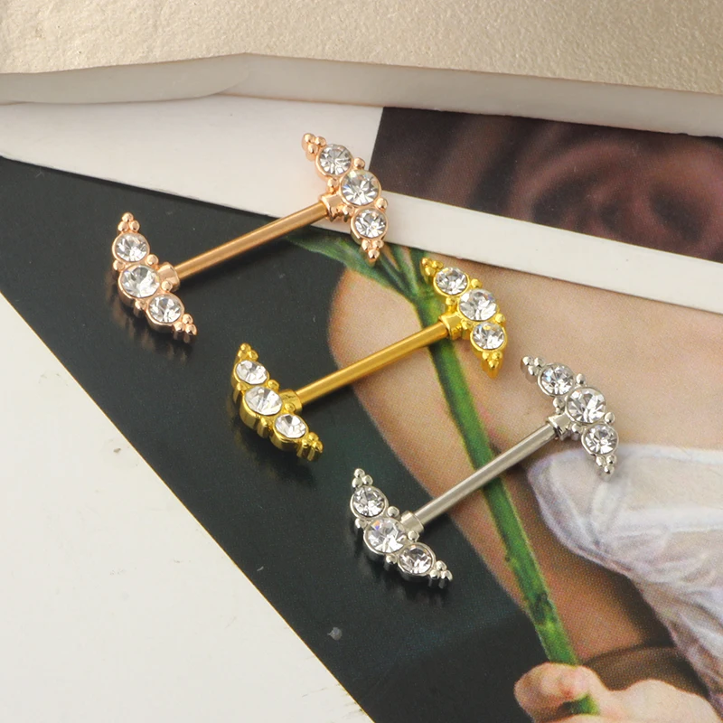 14G Nipple Rings Screw Surgical Steel Nipplering Barbell Tongue Rings Nipple Piercing Jewelry CZ Heart Straight Dangle Nipple Ri