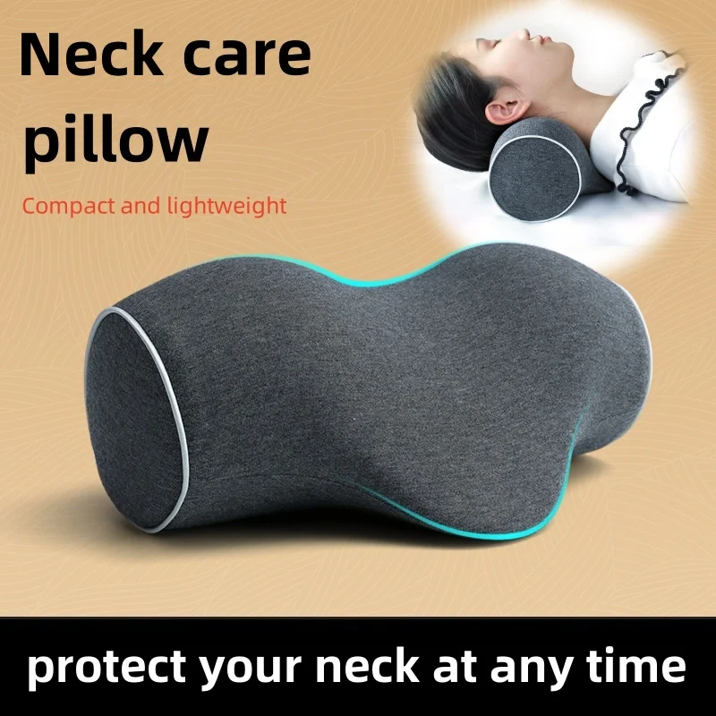 

Pu Memory Foam Pure Cotton Cervical Neck Care Portable Pillow Home Bedroom Sleep Travel Health Care Relax Release Pressure Pain