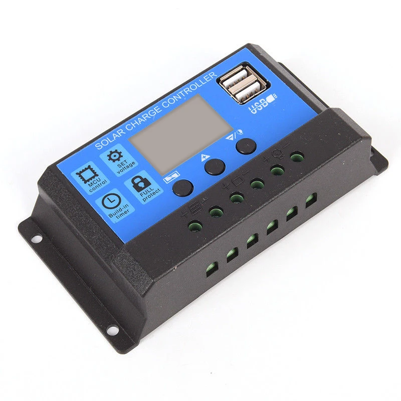 LCD 디스플레이 포함 태양광 컨트롤러, PWM 배터리 충전기, 듀얼 USB, 5V 출력, 10A, 20A, 30A