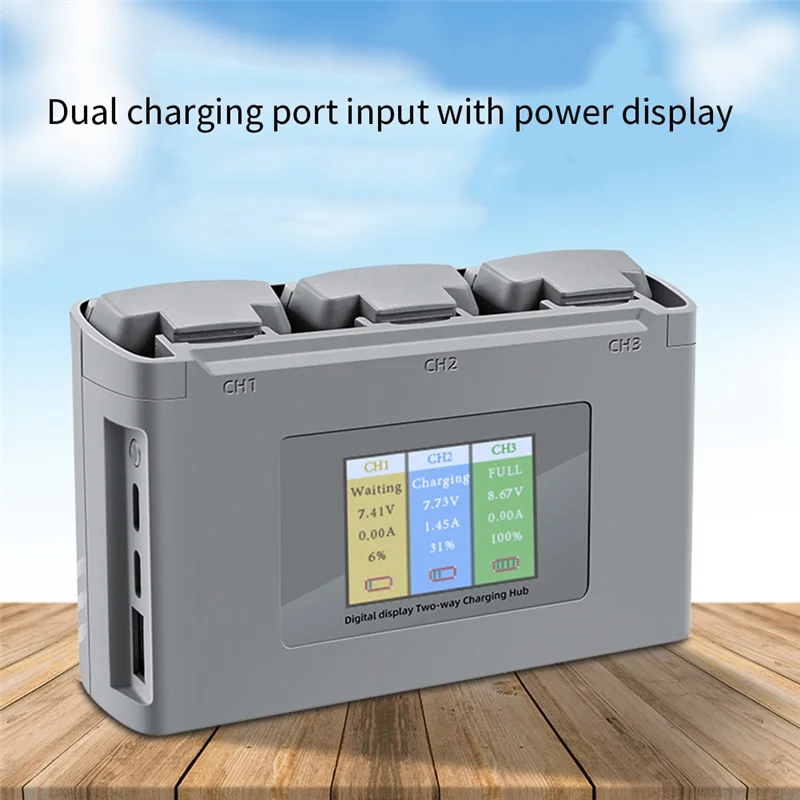 【BAAZ Fast 】양방향 충전 허브 컬러 LCD 디지털 디스플레이 충전기가 포함된 Mini SE/Mini 2용 배터리 여러 개 충전