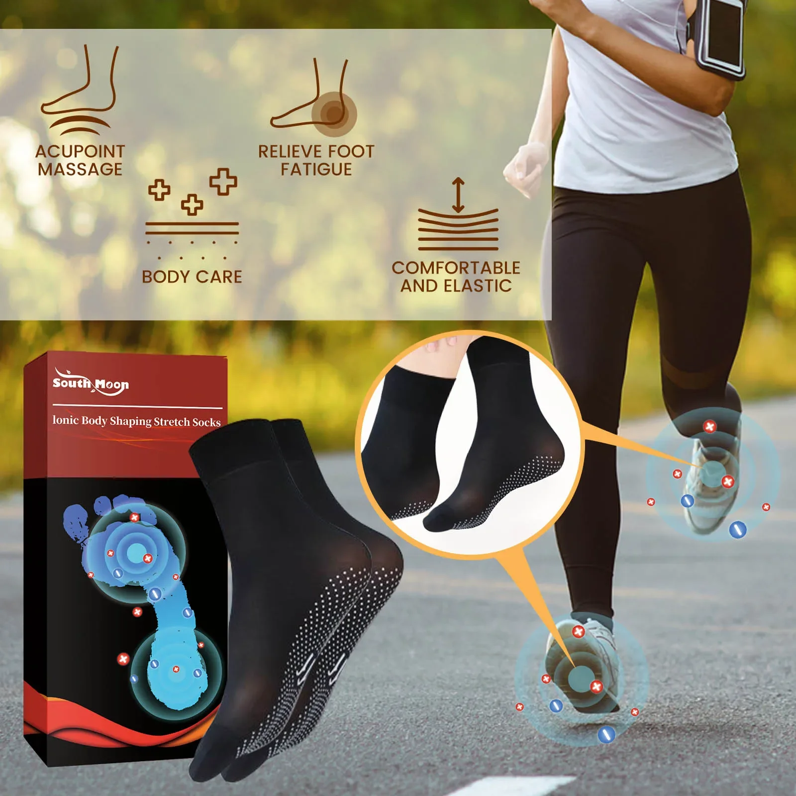Slimming Health Socks Ionic Body Shaping Stretch Socks Relieve Varicose Veins Leg Fatigue Better Blood Circulation Non Slip Sock