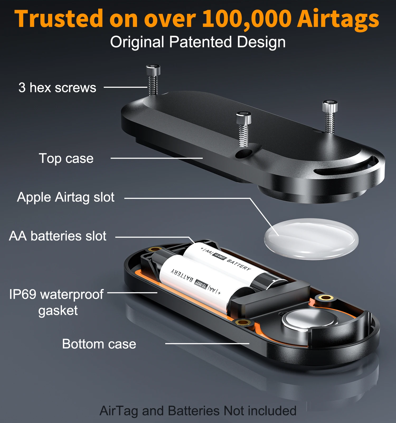 Fonken 1-3PCS 배터리 케이스 에어태그용 120개월 연장 사용 AA 배터리 에어태그용 CR 2032 배터리 교체 충전 케이스