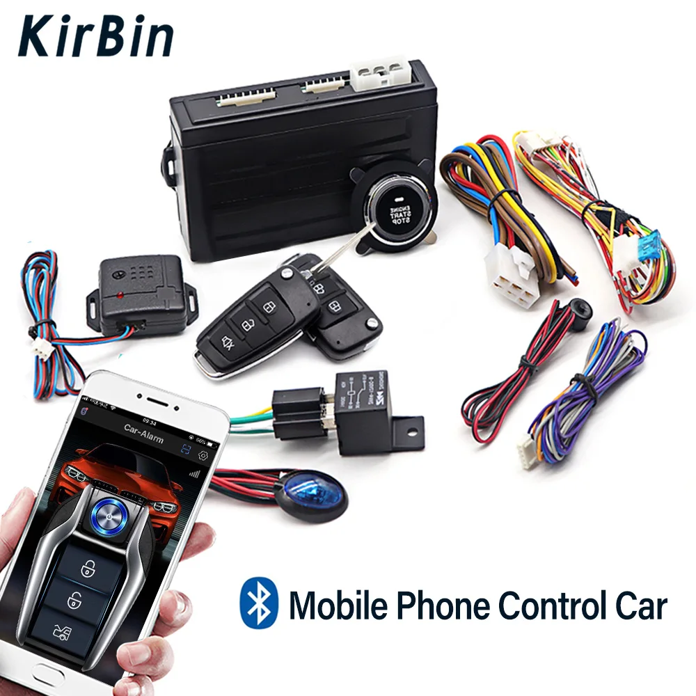 

Anti-Theft Alarm with Keyless Entry and Push Start Button Kit Intelligent Car Accessory with Auto Start Stop Remote Starter