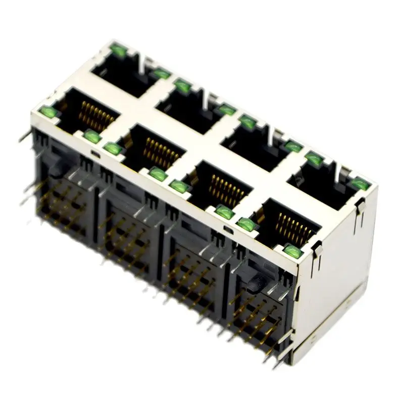 

10pcs New RJ45 Network Connector Interface 2x4 Network Socket RJ59 Double Green Belt Shrapnel Free Shipping To Brazil