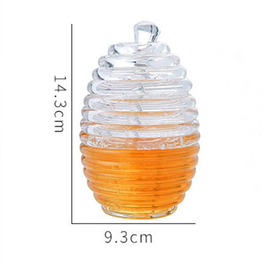 Creative Honeycomb Honey jar with stir stick Clear Storage jar Household sealed bottle with lid Food storage Kitchen tools