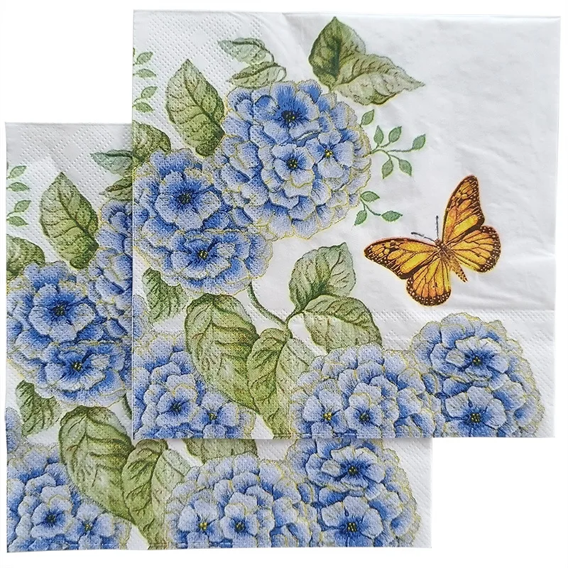 Paper napkins 10/20pcs/Pac gold butterfly big flower restaurant paper placemat birthday party decoration