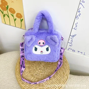 Kawaii Sanrio Plush Bag Cartoon Hello Kitty Kuromi Anime Melody Portable Handbag Crossbody Cosmetic Storage Bag Women Girls Gift 2