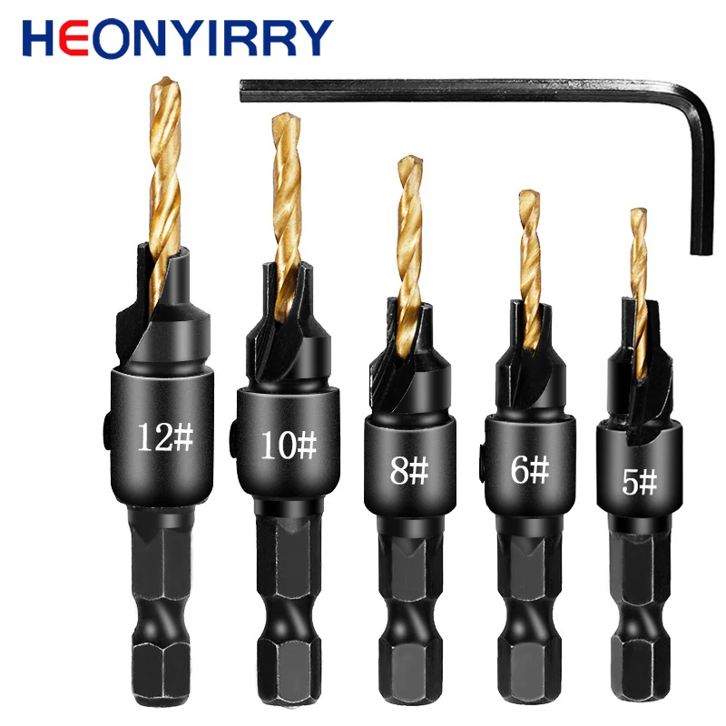 4/5pcs Countersink Drill Bit Carpentry Drill Set Drilling Pilot Holes