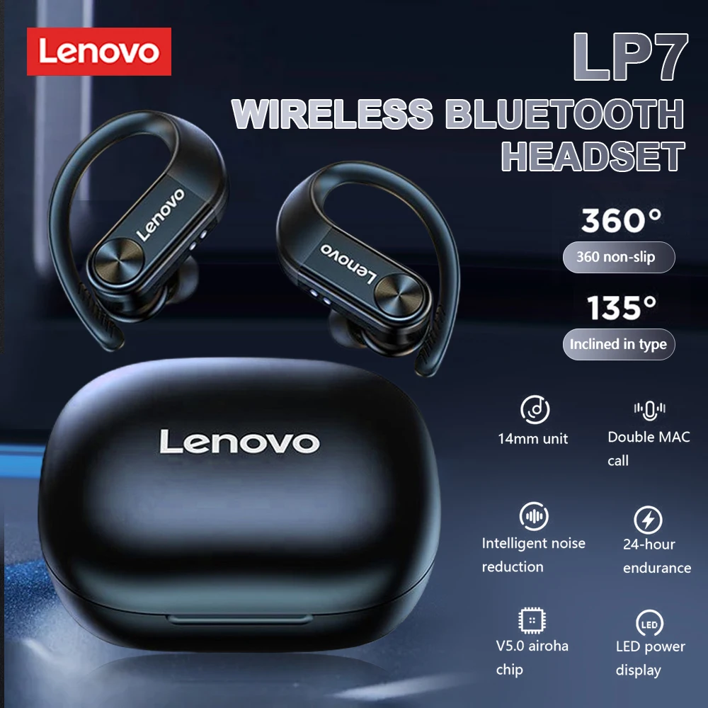 TWS-наушники Lenovo LP7 с поддержкой Bluetooth и цифровым дисплеем |