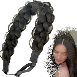 Braided Elastic Band Headband - Stylish Black Brown Hair Accessory (2)