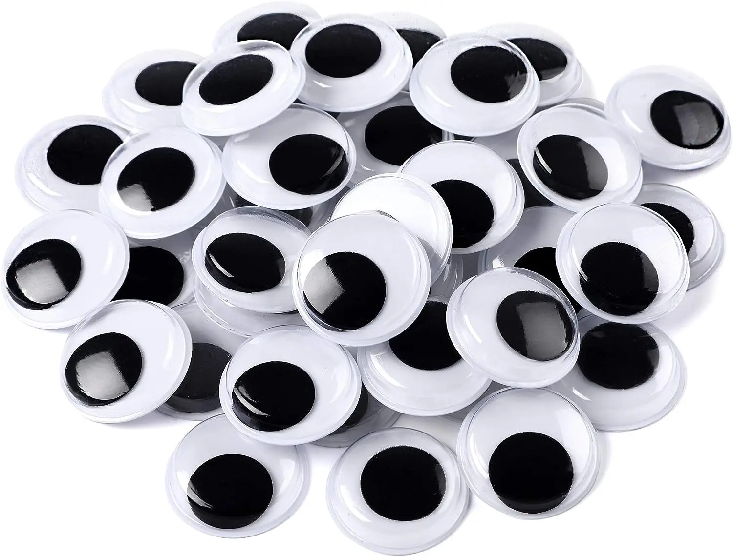 Wholesale 1000 Pcs 25mm Black Wiggle Googly Eyes with Self-Adhesive 25mm Big Packaging