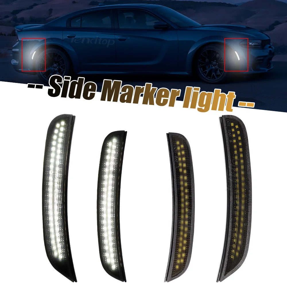 

4pcs Smoked LED Side Marker Light Front Lights White Green Amber Red Rear Lamp Lights For Dodge Charger 2015-2023