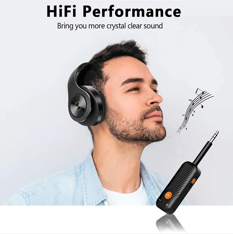 2 IN 1 Bluetooth Audio Receiver Transmitter 3.5MM AUX With Mic Aviation plane Headset Adapter Stereo Music Wireless Dongle Set