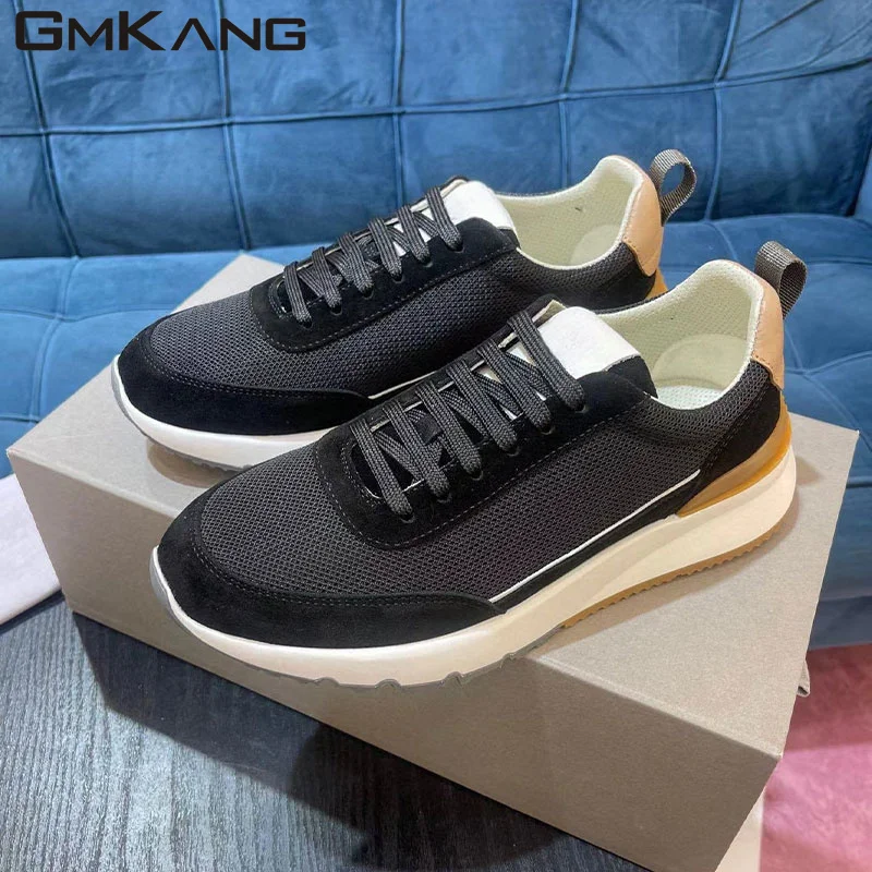 

Hot Sales Flat Shoes Women Suede Leather Patchwork Casual Shoes Lace Up Round Toe Outdoors Sneakers For Men Zapatillas Mujer