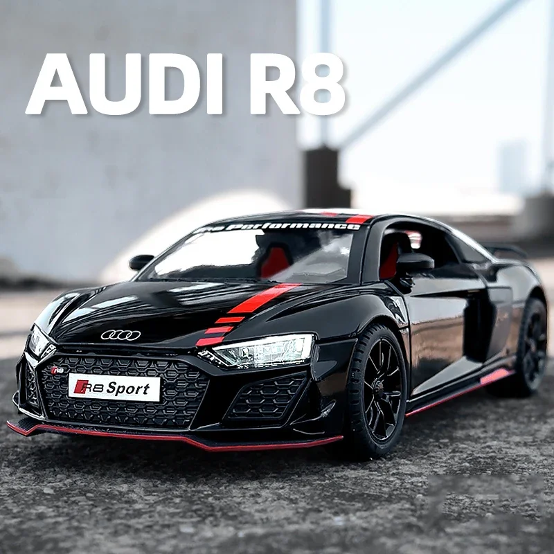 

1:24 Audi R8 V10 Sport Alloy Die Cast Toy Car Model Wheel Steering Sound and Light Children's Toy Collectibles Birthday gift